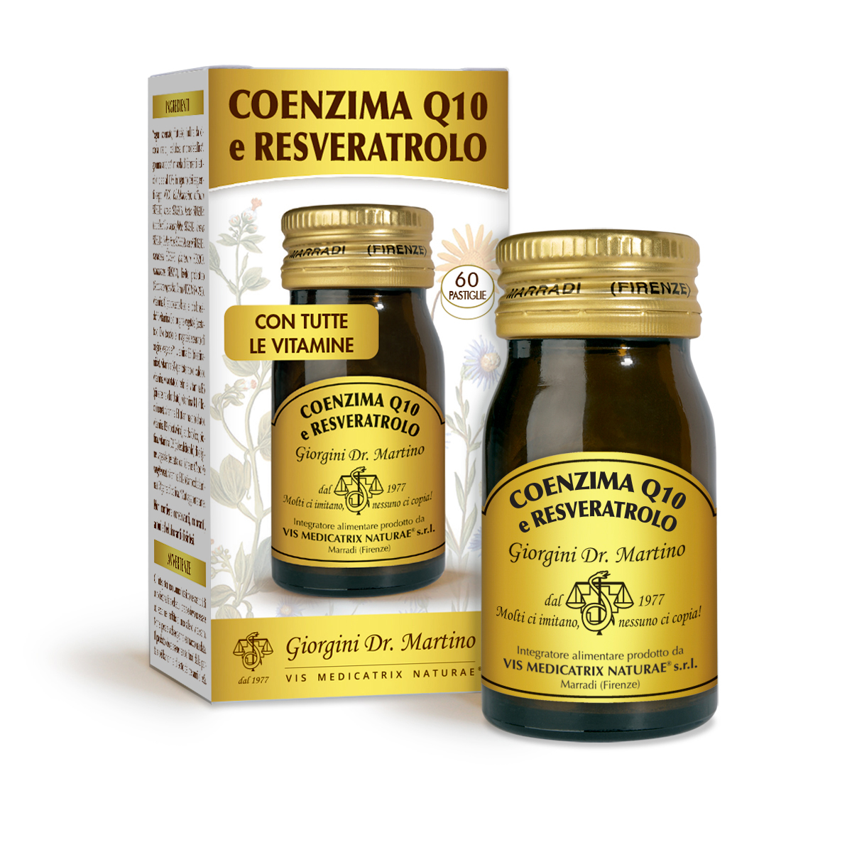 COENZYME Q10 and RESVERATROL - 60 tablets of 500 mg each - 30 g main product photo