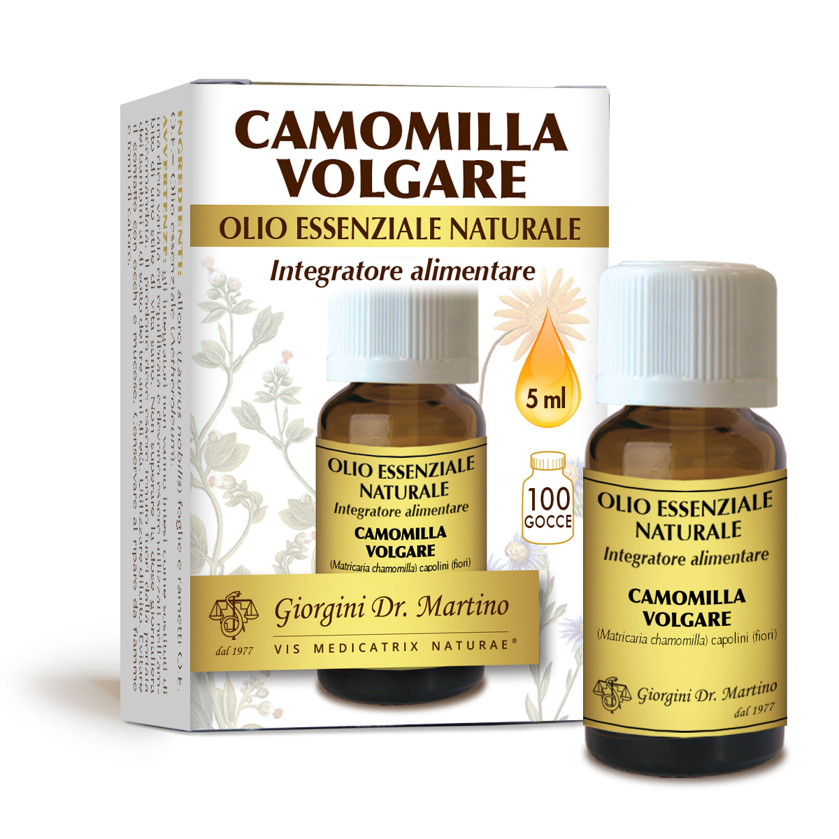 Huile essentielle naturelle de CAMOMILLE MATRICAIRE 5 ml main product photo